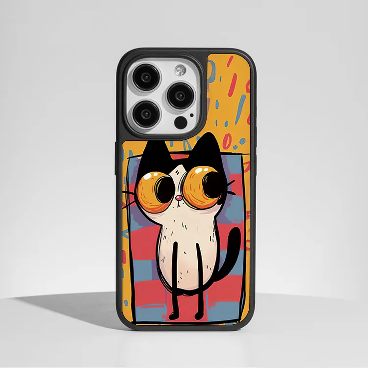 插画猫咪适用于iphone15plus可爱卡通女款苹果16promax手机壳13/