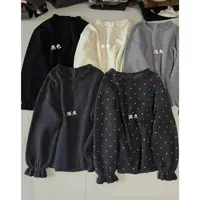 花朵毛衣～韩系木耳花边圆领套头花苞袖毛衣