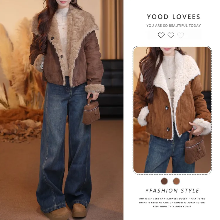 韩系穿搭加绒加厚休闲短外套冬季2025新款时尚拼接双面穿保暖夹克