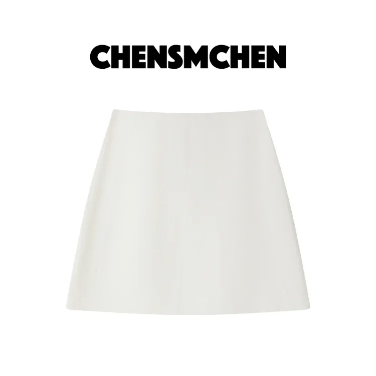 CHENSMCHEN【剑桥裙】收腰显瘦天丝亚麻白色简约夏季半裙CMQ5724LC