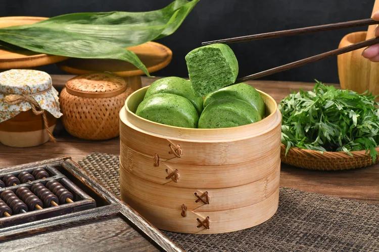 艾草馒头湖南特产大众早餐