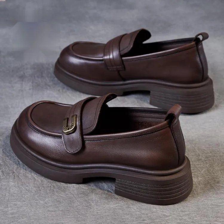 乐福鞋女春季新款百搭软底小皮鞋显廋厚底英伦风单鞋