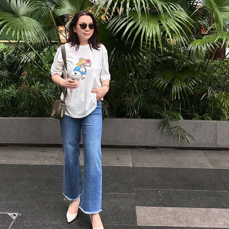 Ms.Qnn“时髦精”显瘦显高BOSSA黄金比例毛边弹力牛仔裤 39P776 Q姐