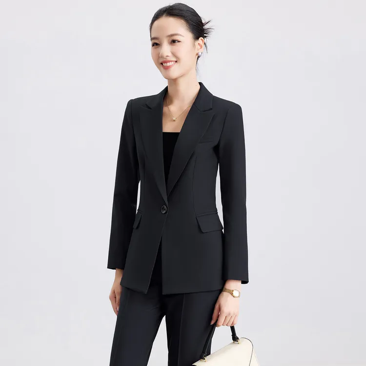 黑色西装外套女士2025新款西服高级感气质面试职业正装工作服套装