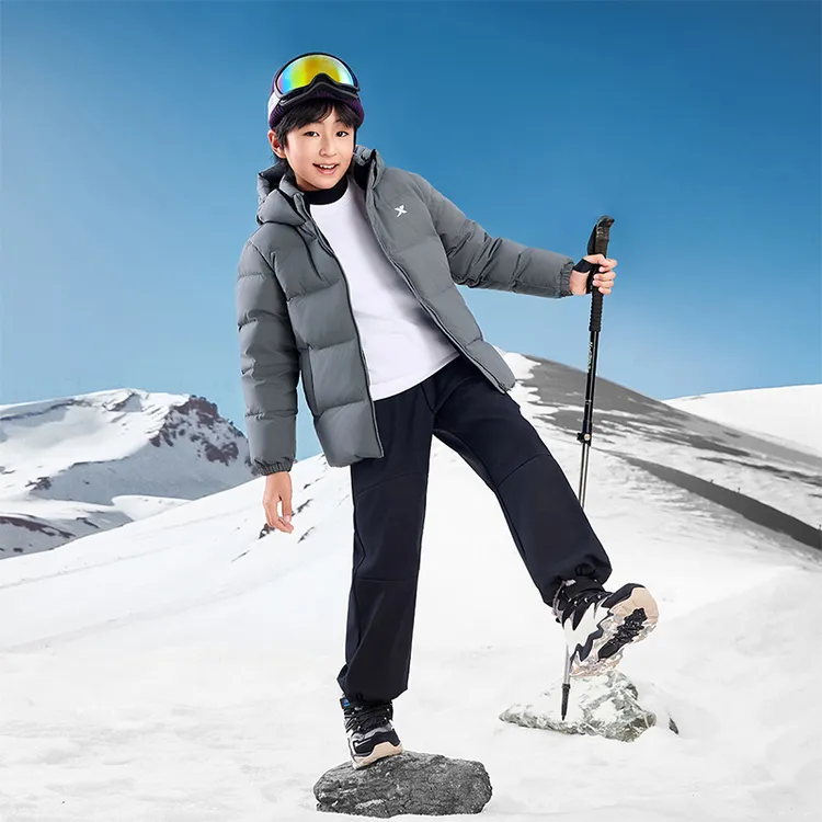 特步儿童童装羽绒服大童保暖连帽护颈防风三防面料秋冬新款9015