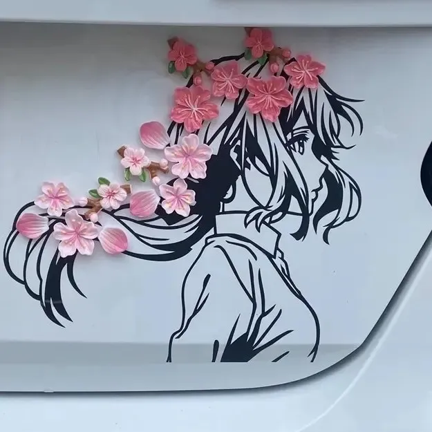 薇尔莉特桃花贴3D立体贴车贴紫罗兰永恒花园车身装饰贴画动漫贴