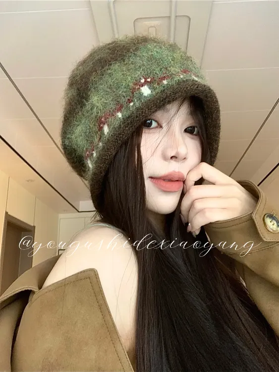 绿野仙踪氛围感堆堆帽女秋冬卷边显脸小大头围针织冷帽费尔岛保暖