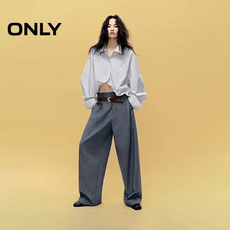 ONLY2025秋季新款通勤风高腰宽松气球阔腿裤休闲裤女|125314011