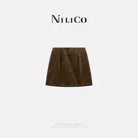 NILICO【挚友】摩登可露丽风绒面A字减龄时髦百搭短裙