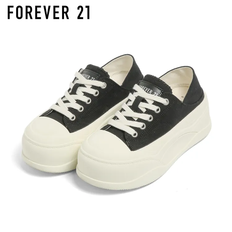 F21帆布鞋女增高鞋踩跟秋季单鞋时尚休闲鞋圆头日系港风森系小众