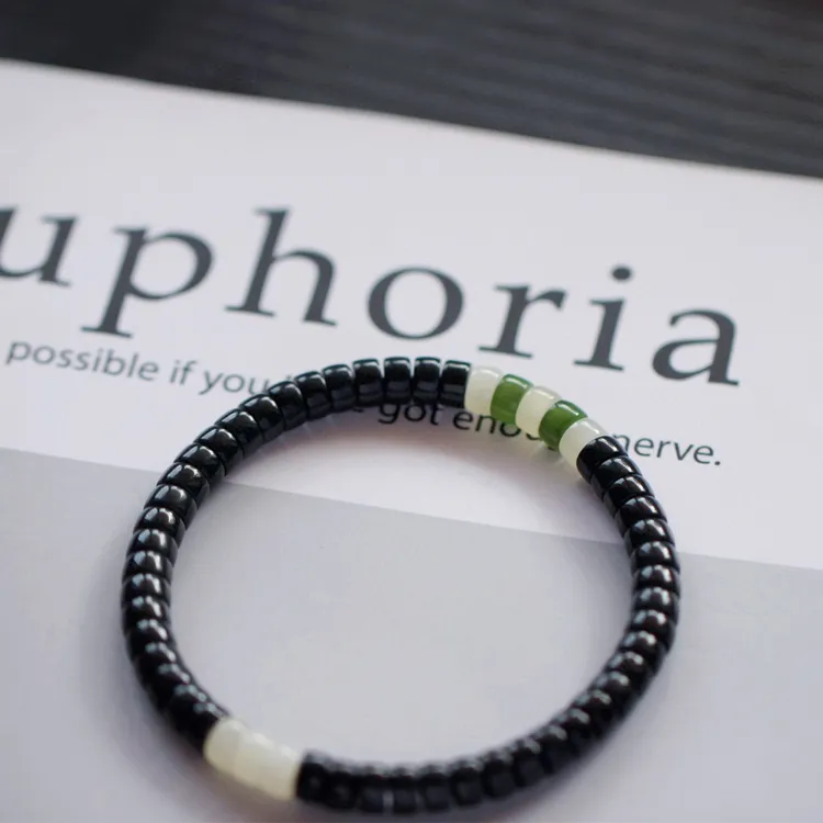 天然和田墨玉直切药片多宝手串男女款时尚简约小众手链高货真品