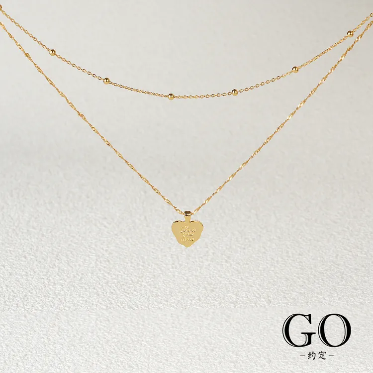 go 坠链均925银 2025新款双层925银爱心锁骨链项链时尚复古