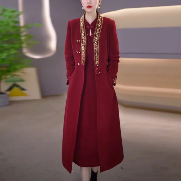 气质优雅国风裙子套装女秋冬季新款爆款洋气显瘦两件套连衣裙