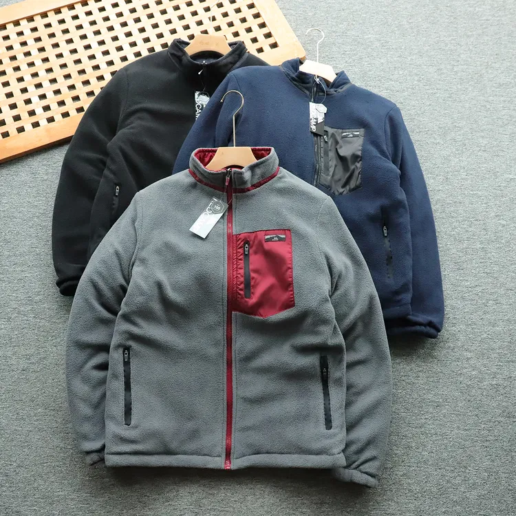 双面穿 韩单户外立领加厚保暖两面穿摇粒绒棉服棉衣外套