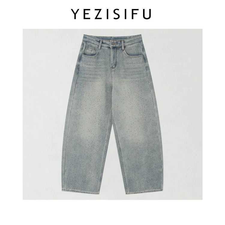 欧尼私服【爆闪牛仔裤】2025秋冬新款加绒烫钻百搭牛仔裤2512C9531