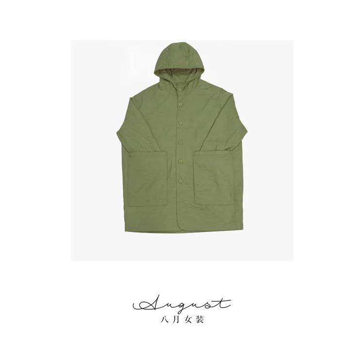 【BAYUE】3705大口袋工装风连帽中长款常规风衣秋季防水宽松纯色