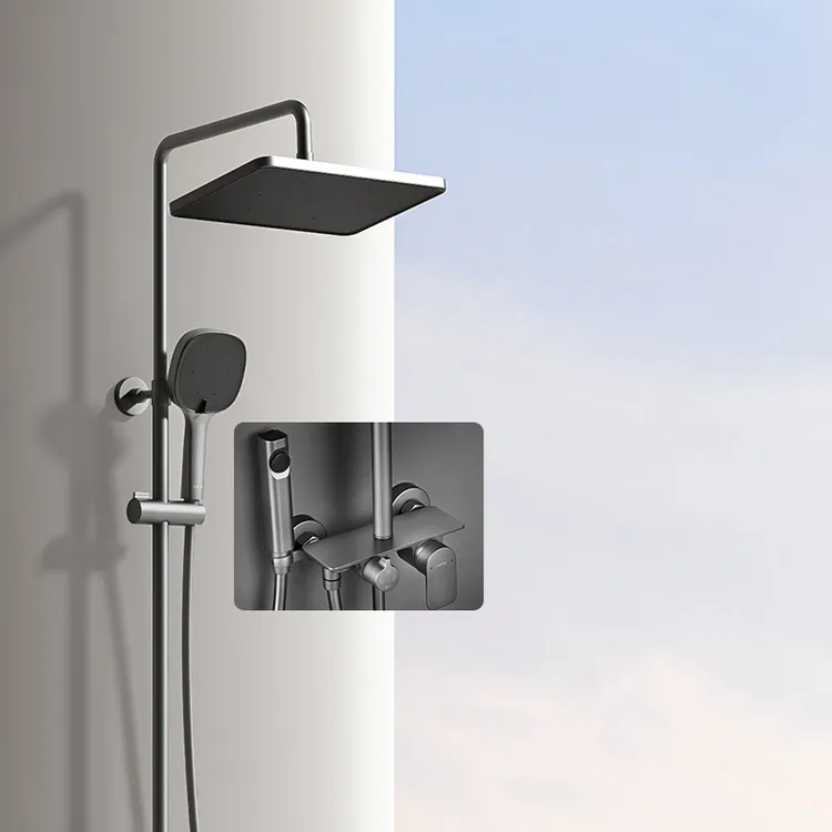 Hegii/恒洁铜合金951【官旗】双重除垢方形巨幕顶喷手持喷淋浴花洒商品图