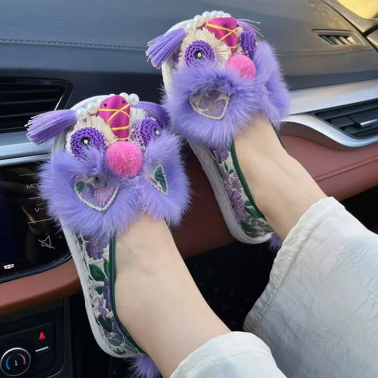 步韵轩手工布鞋女非遗重工虎头纯手工千层底汉服中国风平底软底鞋