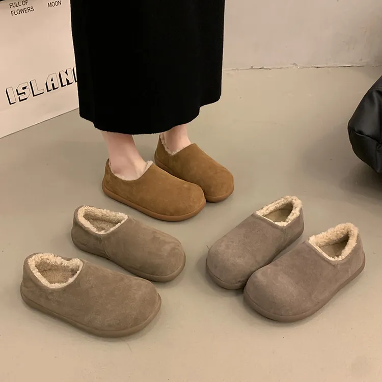 厚底全包小土豆毛毛鞋2025冬季一脚蹬保暖棉鞋加绒勃肯鞋女面包鞋