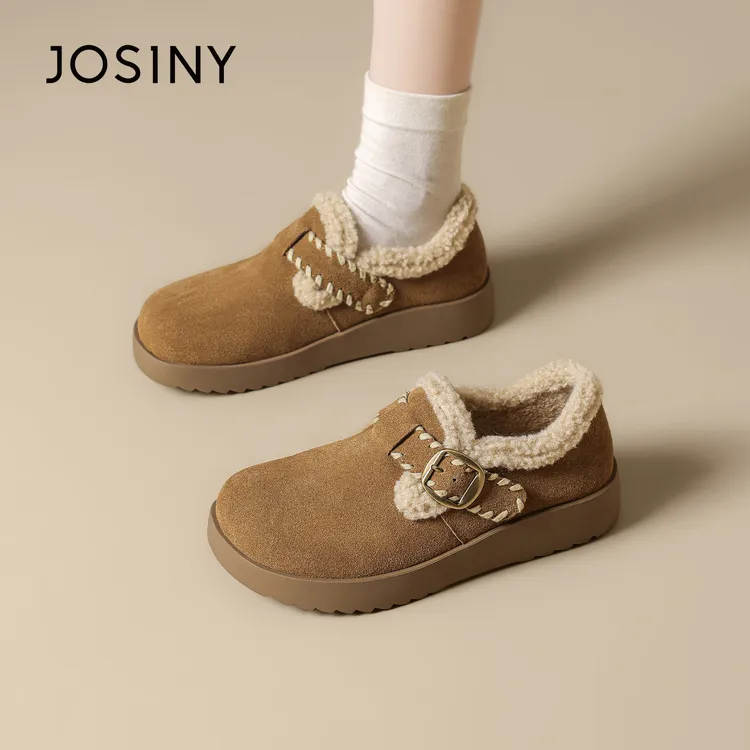 卓诗尼女款2025爆款勃肯鞋全包懒人外穿软木厚底单鞋加绒保暖女鞋