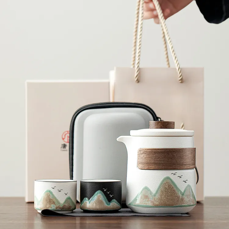 唐丰旅行茶具套装一人饮户外便携式单人快客杯携带包定制logod