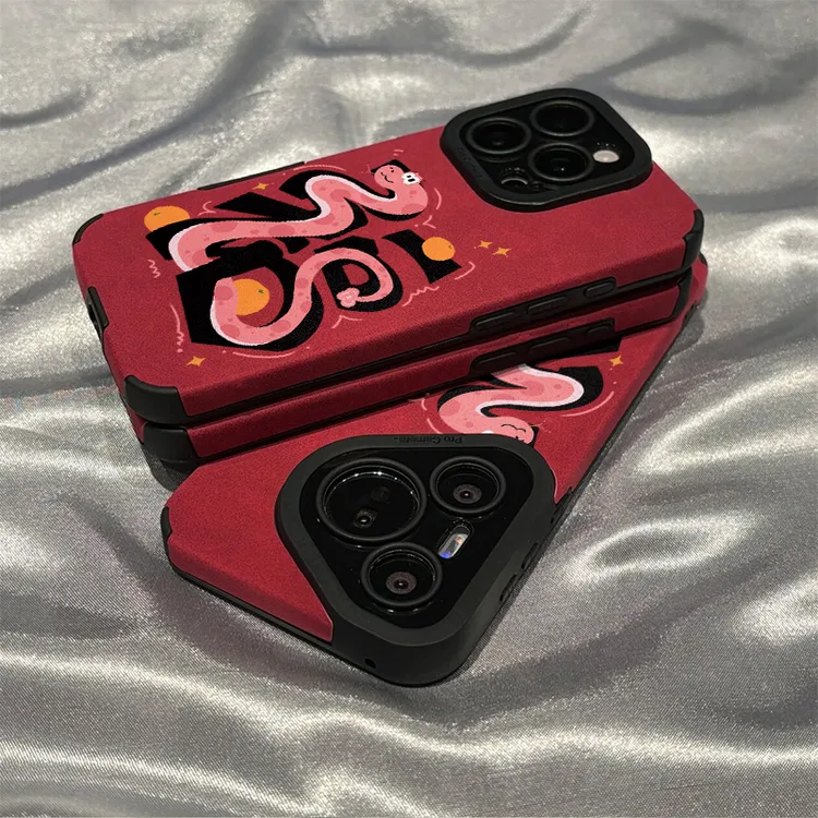 SMBLCE趣味蛇形福适用iPhone16翻毛皮15手机壳华为vivo小米oppo套