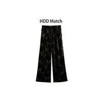 HDD- "绿洲花藤" 桑蚕丝 秋冬女款定制工艺丝绒休闲裤  Y8988