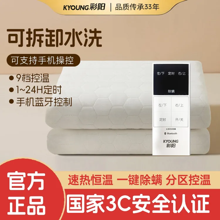 彩阳可机洗智能电热毯双人双控电褥子宿舍家用冬季取暖除螨加热毯