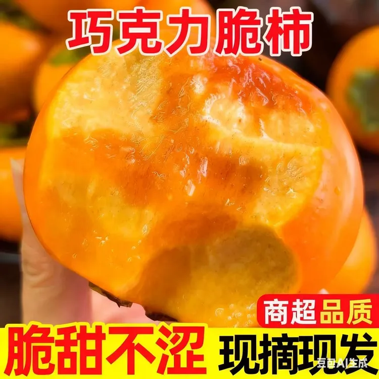 戚冰山西阳丰巧克力脆柿甜脆柿子应季水果现摘