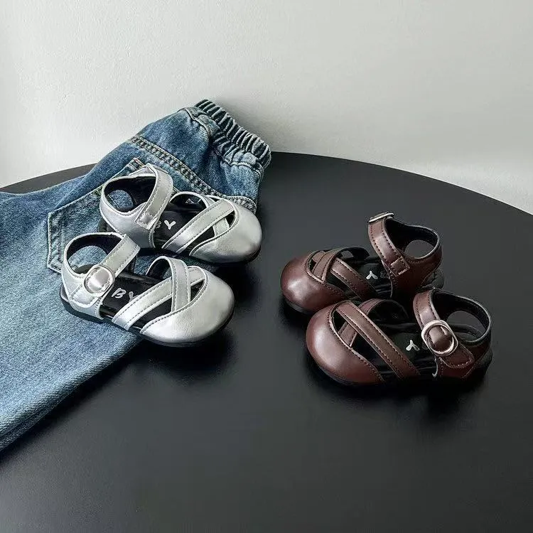 夏季新款一岁宝宝鞋子公主风女宝凉鞋软底皮鞋女婴儿编织包头凉鞋