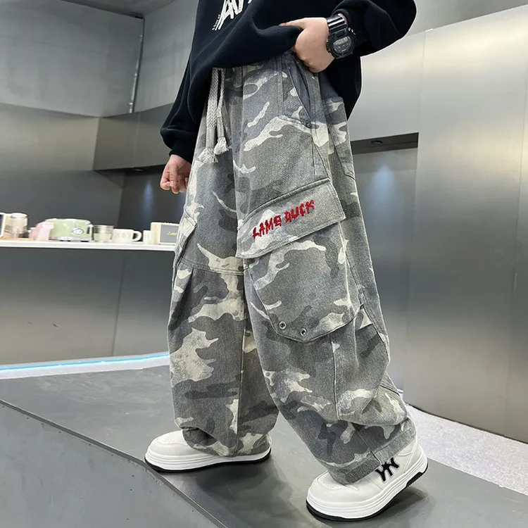 儿童装男童秋装裤子2025新款春秋款中大童迷彩工装裤秋季男孩长裤
