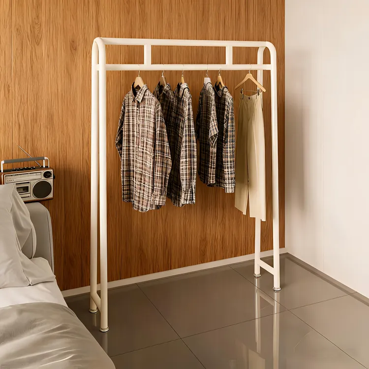 小型晾衣架窄脚衣架子落地式卧室挂衣架阳台专用晾衣杆服装展示架