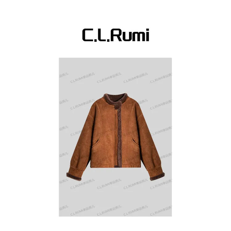 【Rumi精选】“熊暖暖”秋冬保暖百搭立领拼接颗粒绒羊毛外套7258wt