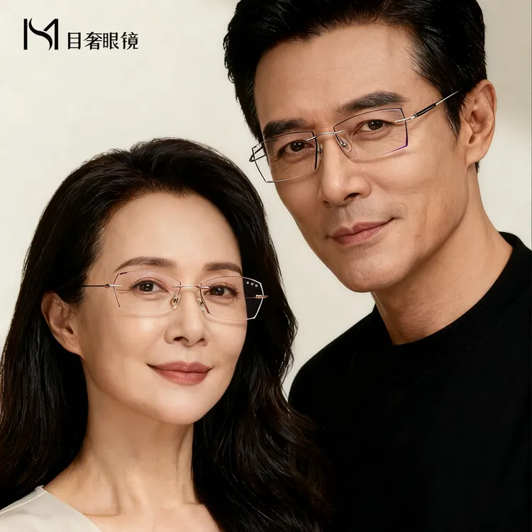 【目奢】超轻钛防蓝光护目时尚无边框钛架耐用女款男款老花镜