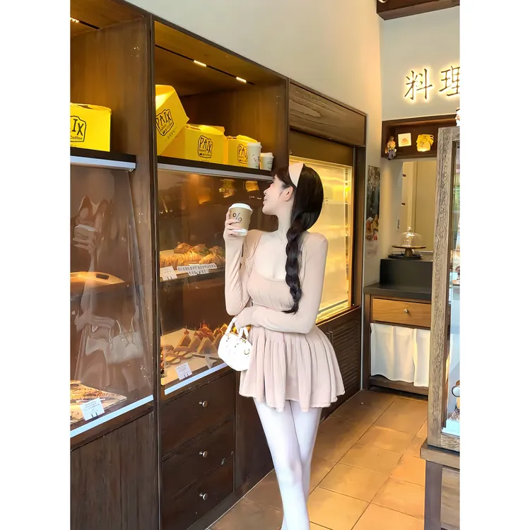 糯糯柔云 秋季新款纯欲千金风清冷甜美显瘦短裙长袖时尚气质套装