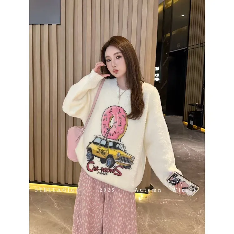 SG / 杨依姗 AW汽车甜甜圈 舒适柔软圆领套头毛衣MY-20252276