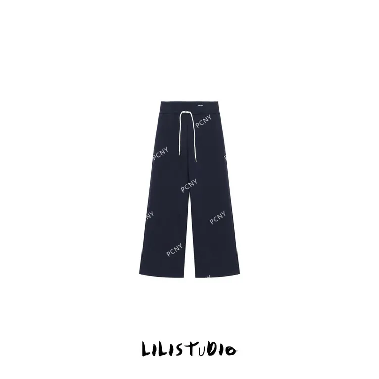 PCNY「简韵抽绳」不理理秋季新款小众女装休闲简约通勤百搭直筒长裤