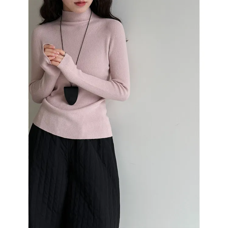 羊毛半高领无缝修身显瘦内搭女秋冬新款基础百搭打底衫ss908