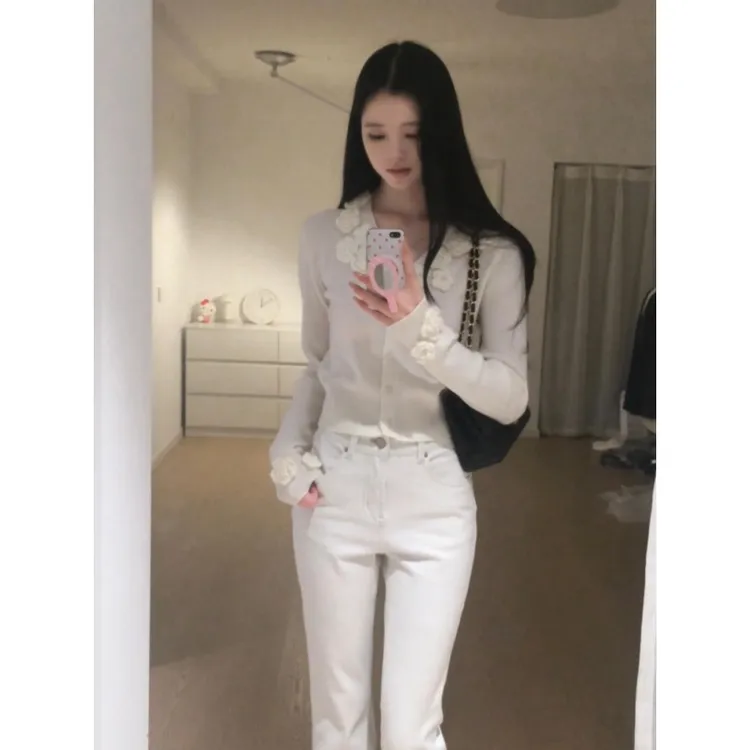 MARIE.COCO韩系设计感高级衬衫上衣搭白色简约百搭休闲裤气质套装