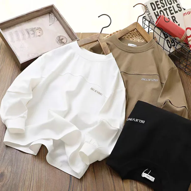 【实体品质】 秋季纯棉刺绣时尚百搭舒适休闲韩版上衣打底