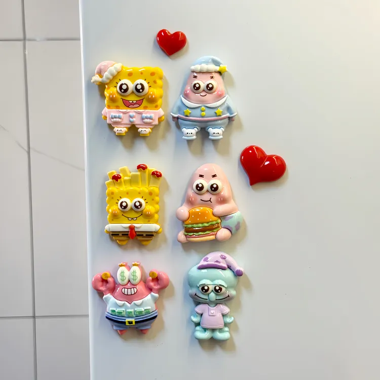 亮面海绵宝宝新款大号亮面海绵宝宝派大星可爱卡通树脂磁吸冰箱贴创意家居装饰商品图