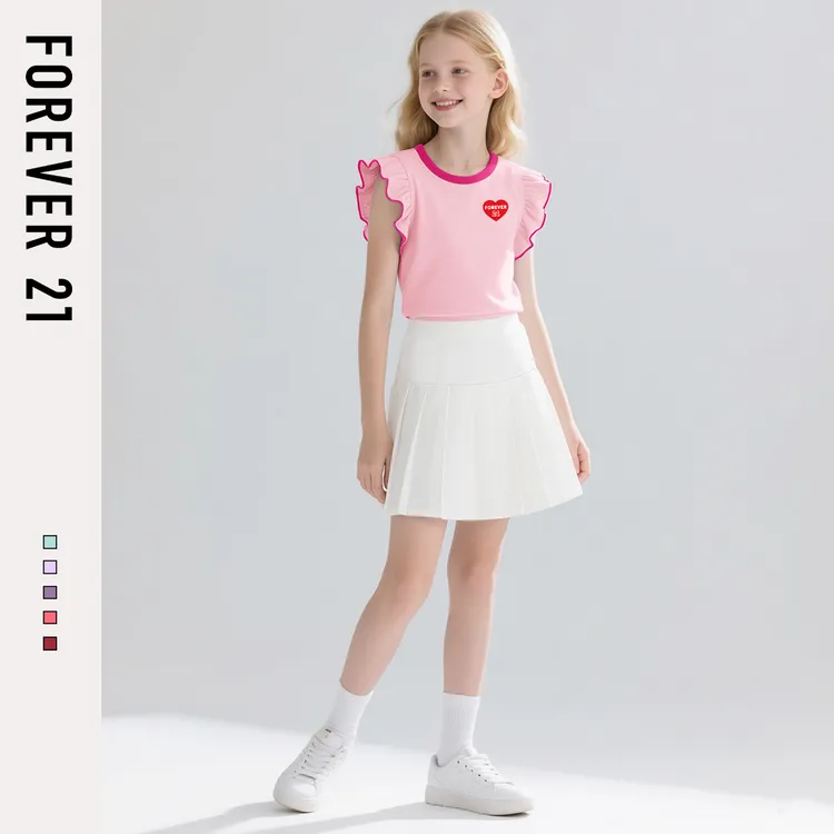 Forever 21童装女童夏装套装2025新款夏儿童服装薄款百搭女孩裙子