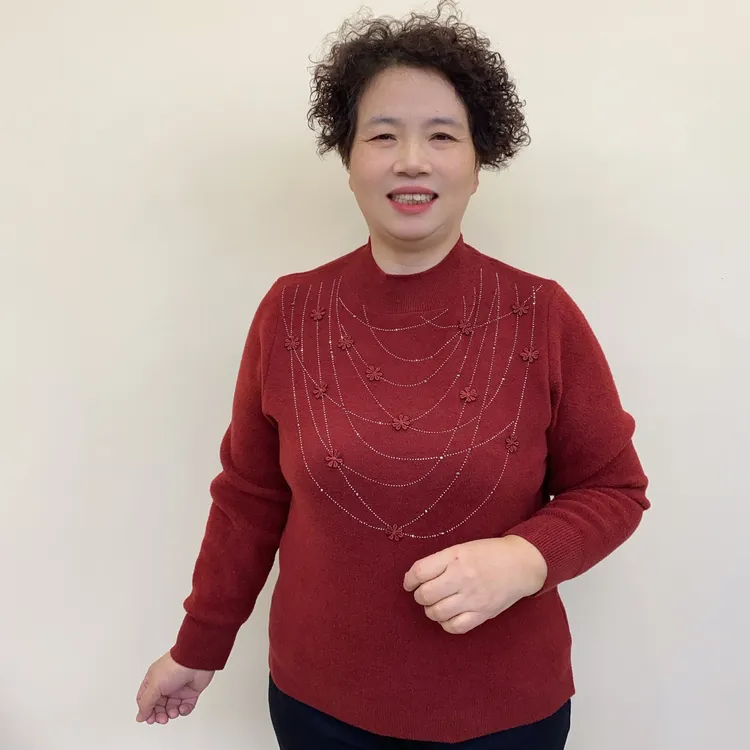 老年妈妈装秋冬季毛衣中高级洋气气质时尚花朵打底中领毛衣115