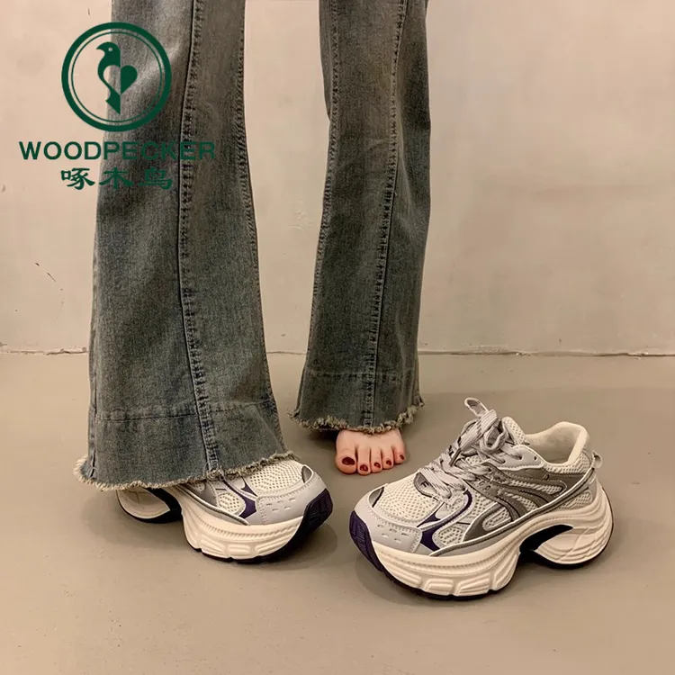 啄木鸟复古厚底老爹鞋女款小个子增高2025新款春秋爆款休闲运动鞋