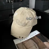 【浠儿家】复古破洞百搭棒球帽女水洗大头围立体字母刺绣潮鸭舌帽