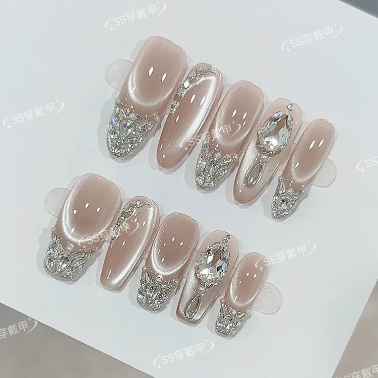 【银河梦境】手工穿戴美甲猫眼美甲新款穿戴甲中长款短款可爱指甲贴