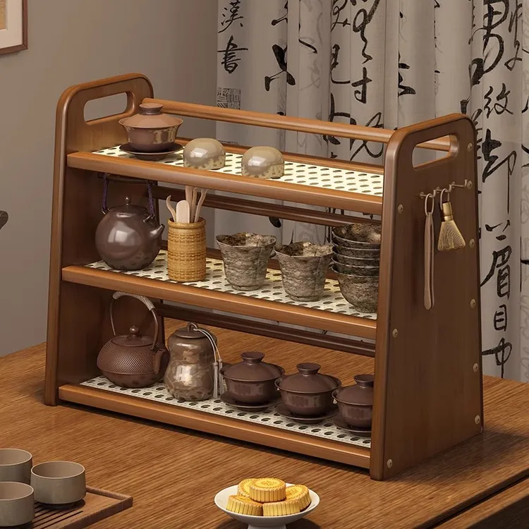 桌面水杯架子置物架现代简约新中式博古架多层茶具茶壶收纳摆放架