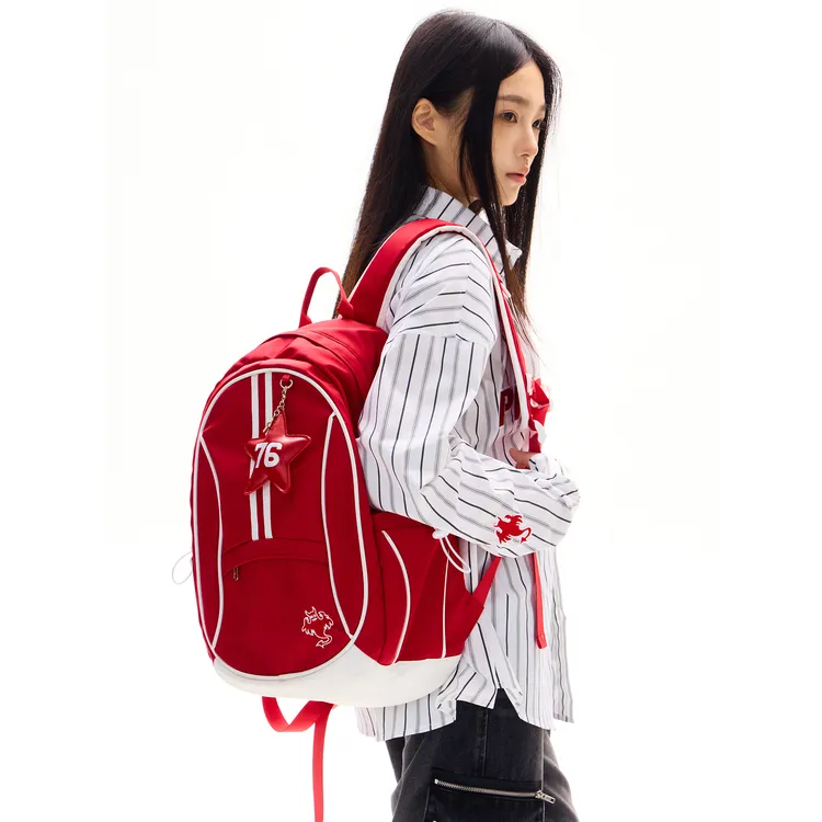 梁拌泡菜新款美式复古双肩包男女休闲百搭书包大学生高中生大容量