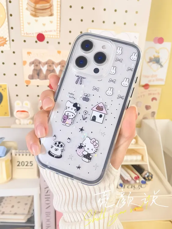 29号【黑粉抱熊kt】适用苹果16promax手机壳iphone15女14/13/12/11