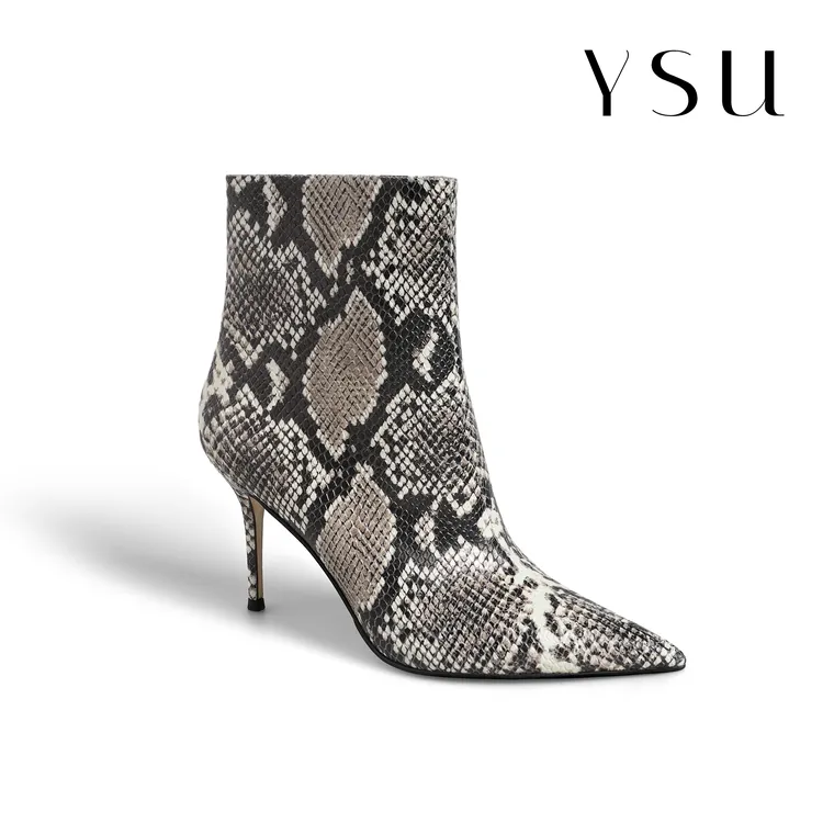 【余书】欧美风性感小众幻彩蛇纹设计浅口尖头细跟高跟短靴S3458K